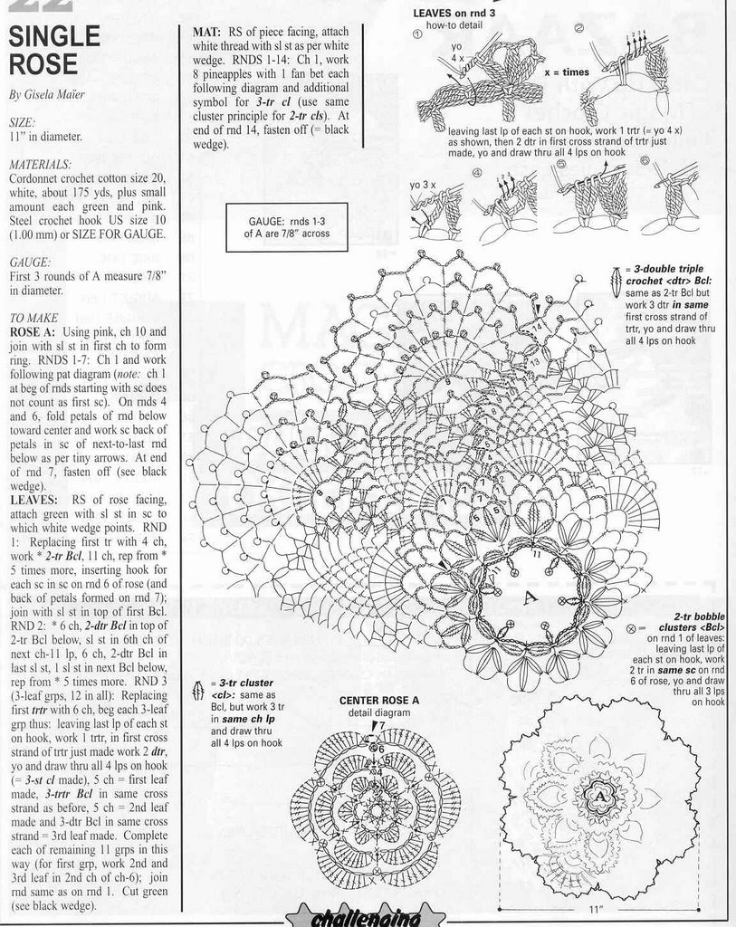 round crochet doily with rose middle (2)