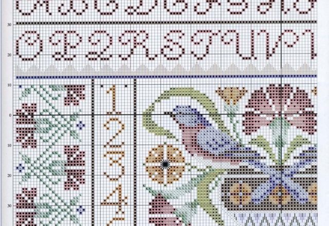 sampler with a floral theme (3)