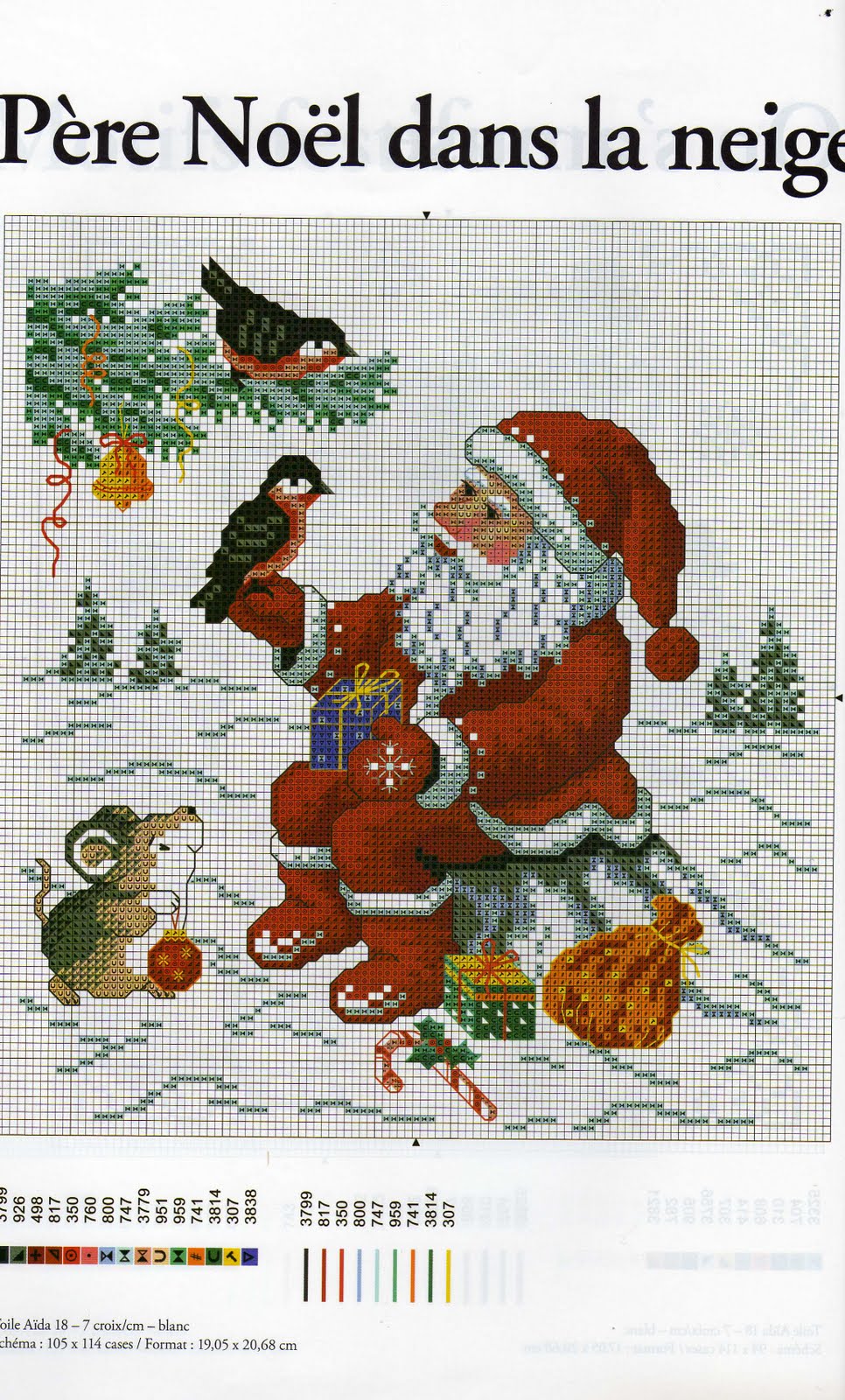 santa claus with bird cross stitch