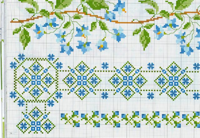 several border with flowers blue color