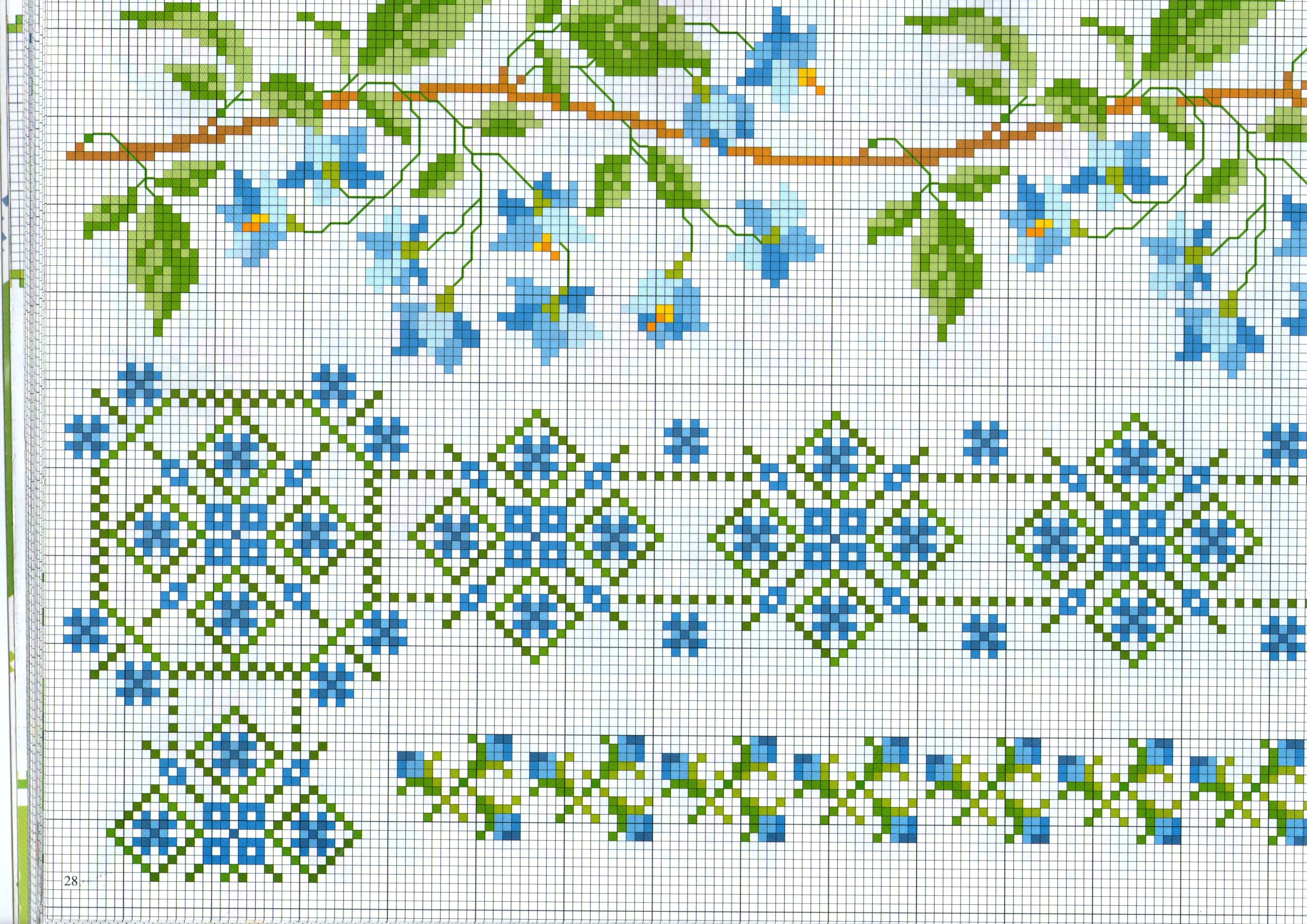 several border with flowers blue color
