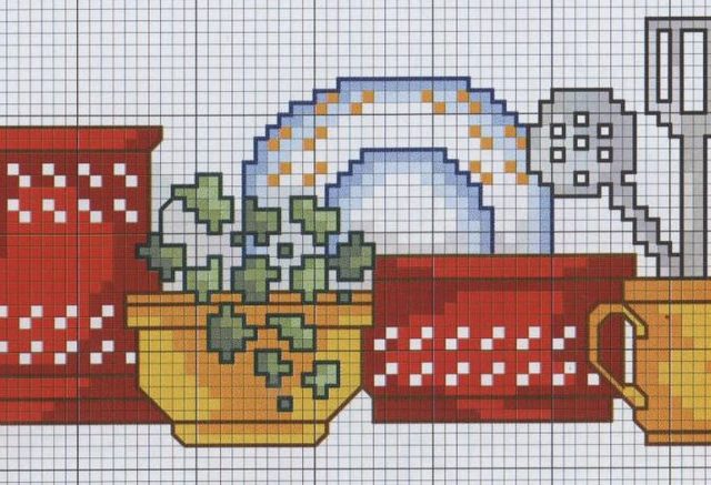 shelf with simple dishes ladles ivy