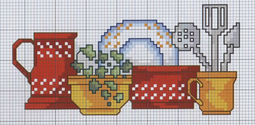 shelf with simple dishes ladles ivy