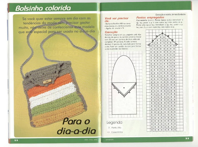 simple crochet colorful handbag