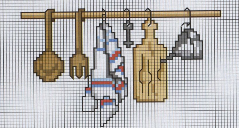 simple shelf with chopping ladles and funnels