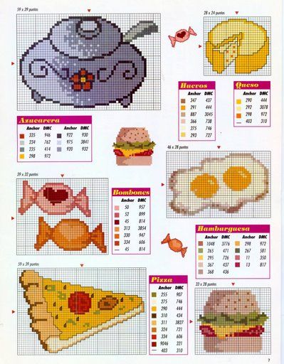 slice of pizza fried egg sandwich cross stitch