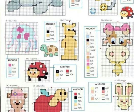 small animals seal caterpillar cross stitch patterns baby bibs