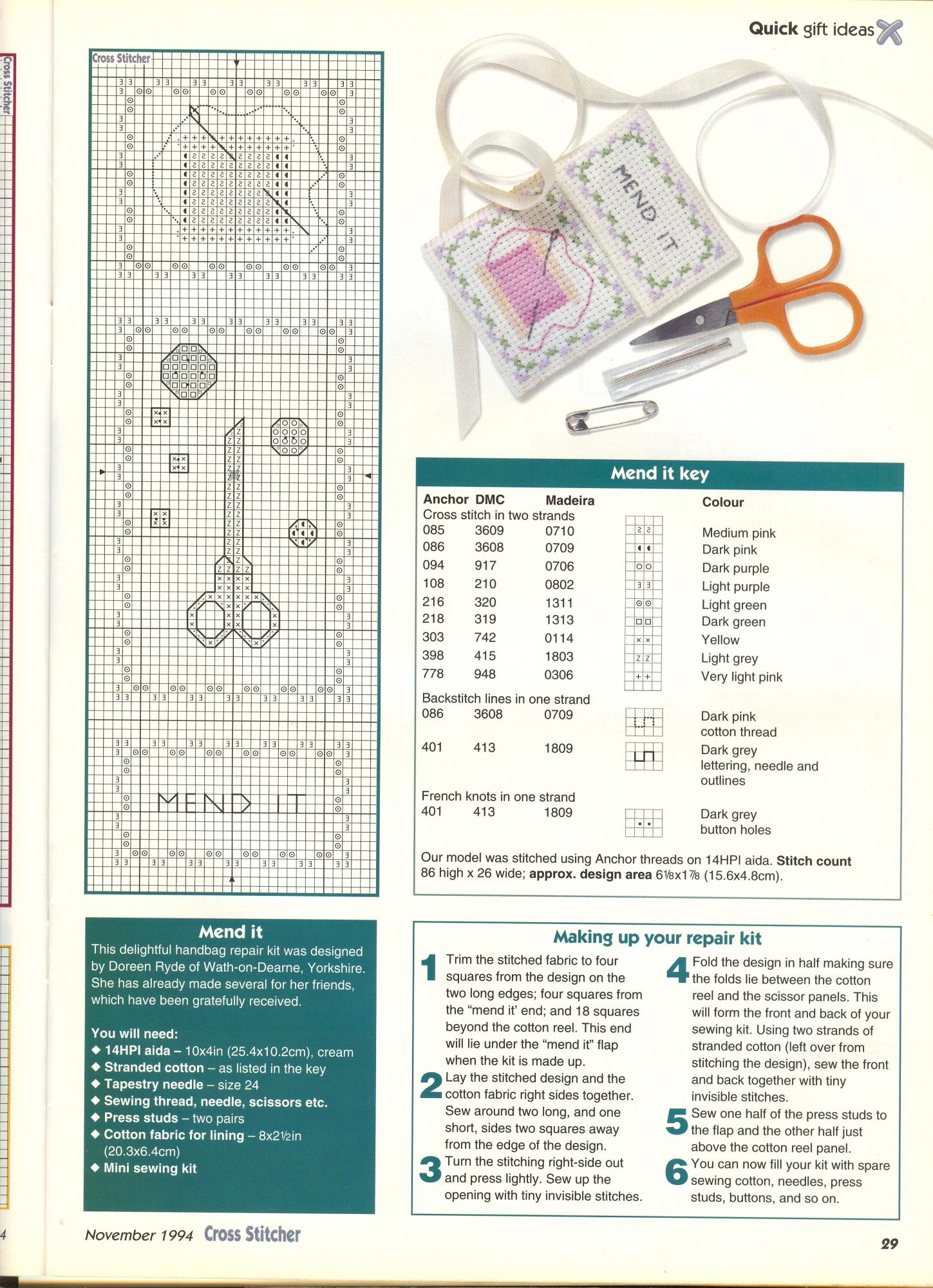 small cross stitch pattern clippers and yarn needle