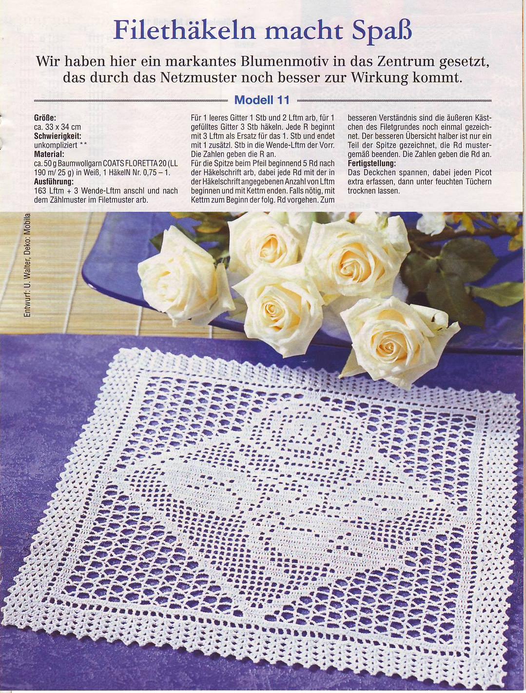 square filet doily with a rose in rhumbus (1)