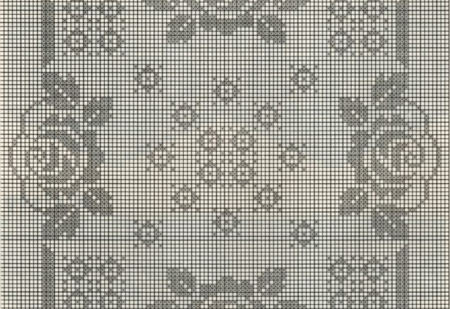 square filet doily with rosettes