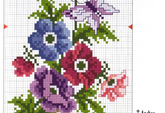 squares with pansies violets and poppies (4)