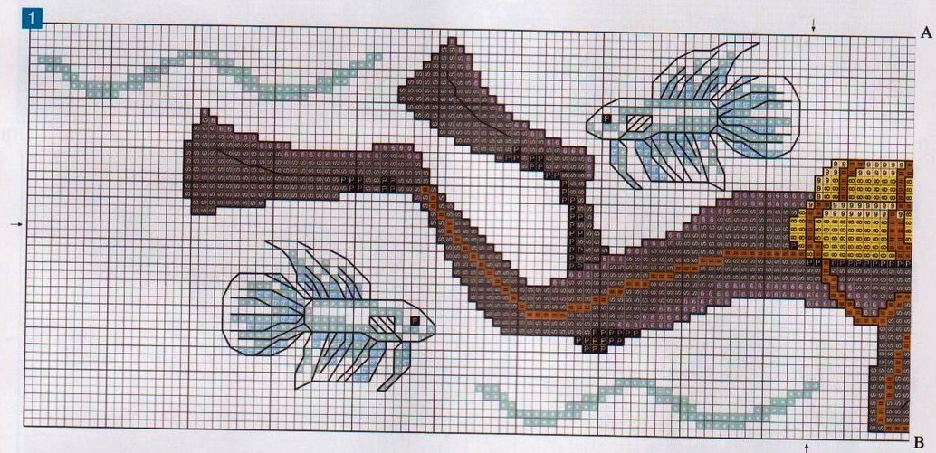 sub sea towels cross stitch (3)
