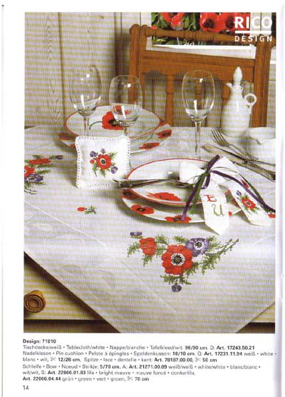 tablecloth poppies and purple flowers (1)