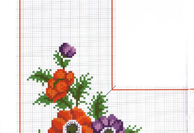 tablecloth poppies and purple flowers (3)