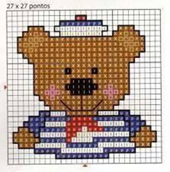 teddy bear sailor man cross stitch pattern