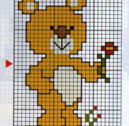 teddy bear with flower cross stitch pattern