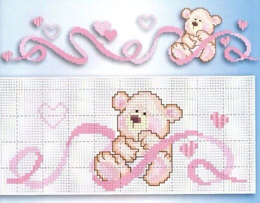 teddy bear with hearts cross stitch pattern 1
