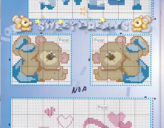 teddy bear with hearts cross stitch pattern 2