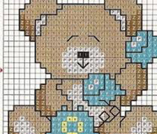 teddy bear with phone cross stitch pattern