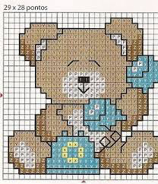 teddy bear with phone cross stitch pattern