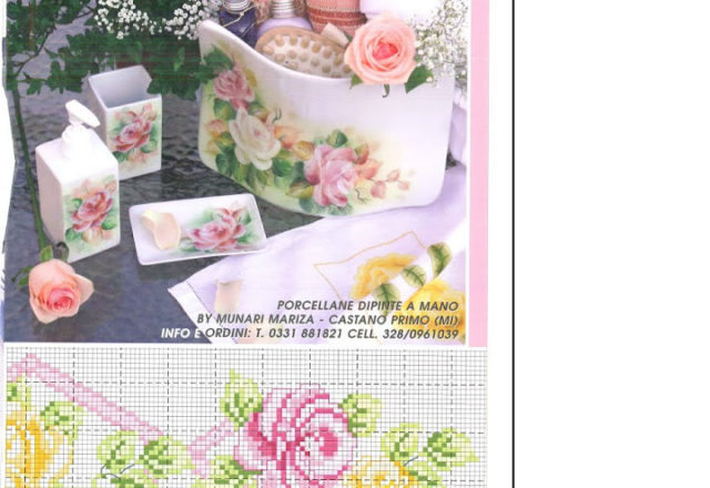 towel with pink and yellow roses (2)