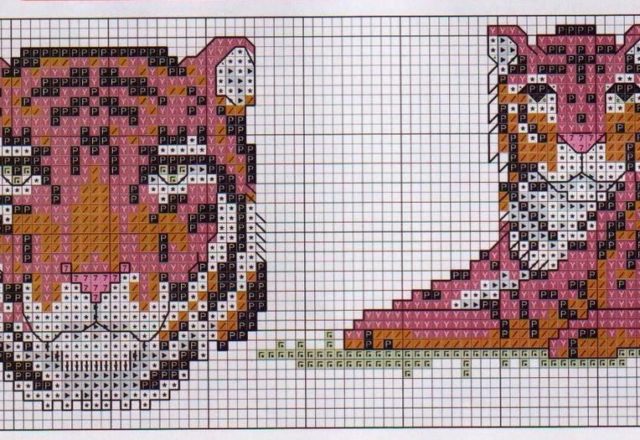 towels cross stitch with lions and tigers (2)