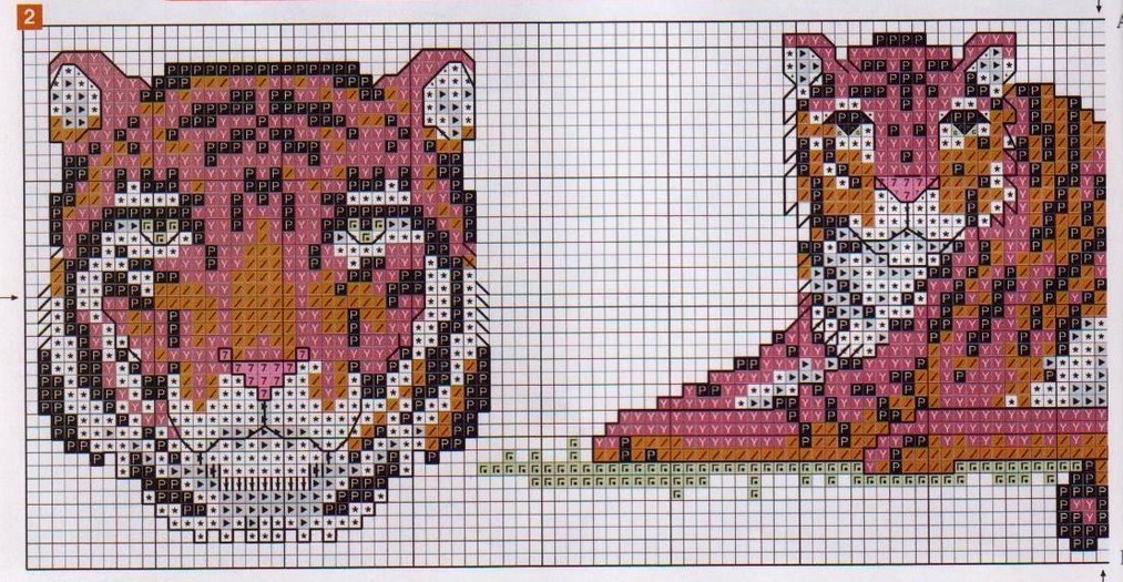 towels cross stitch with lions and tigers (2)