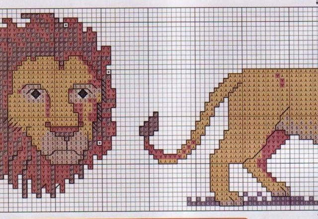 towels cross stitch with lions and tigers (4)