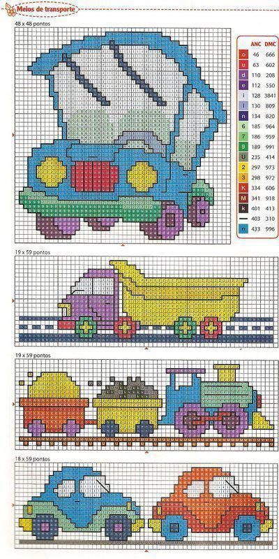 toy cars cross stitch patterns baby bibs