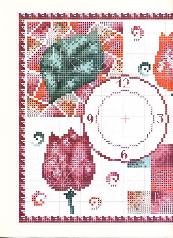tulip cross stitch clock (1)