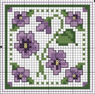 violet flowers biscornu